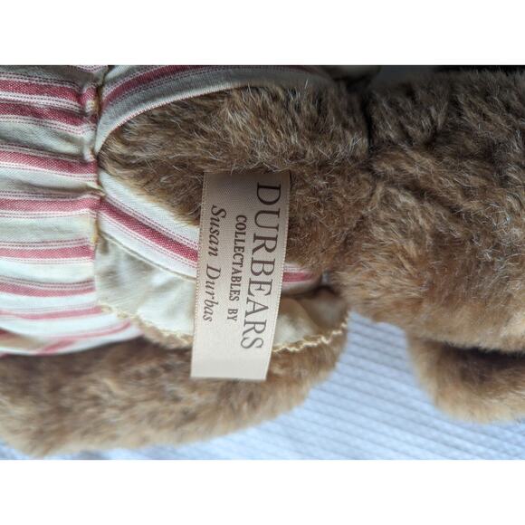 Vtg Teddy Bear DURBEARS SUSAN DURBAS BEAR PLUSH 18" SIGNED 1990 Girl Country NEW - Picture 5 of 7